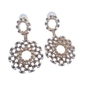 Gray stone and pearl studded earrings